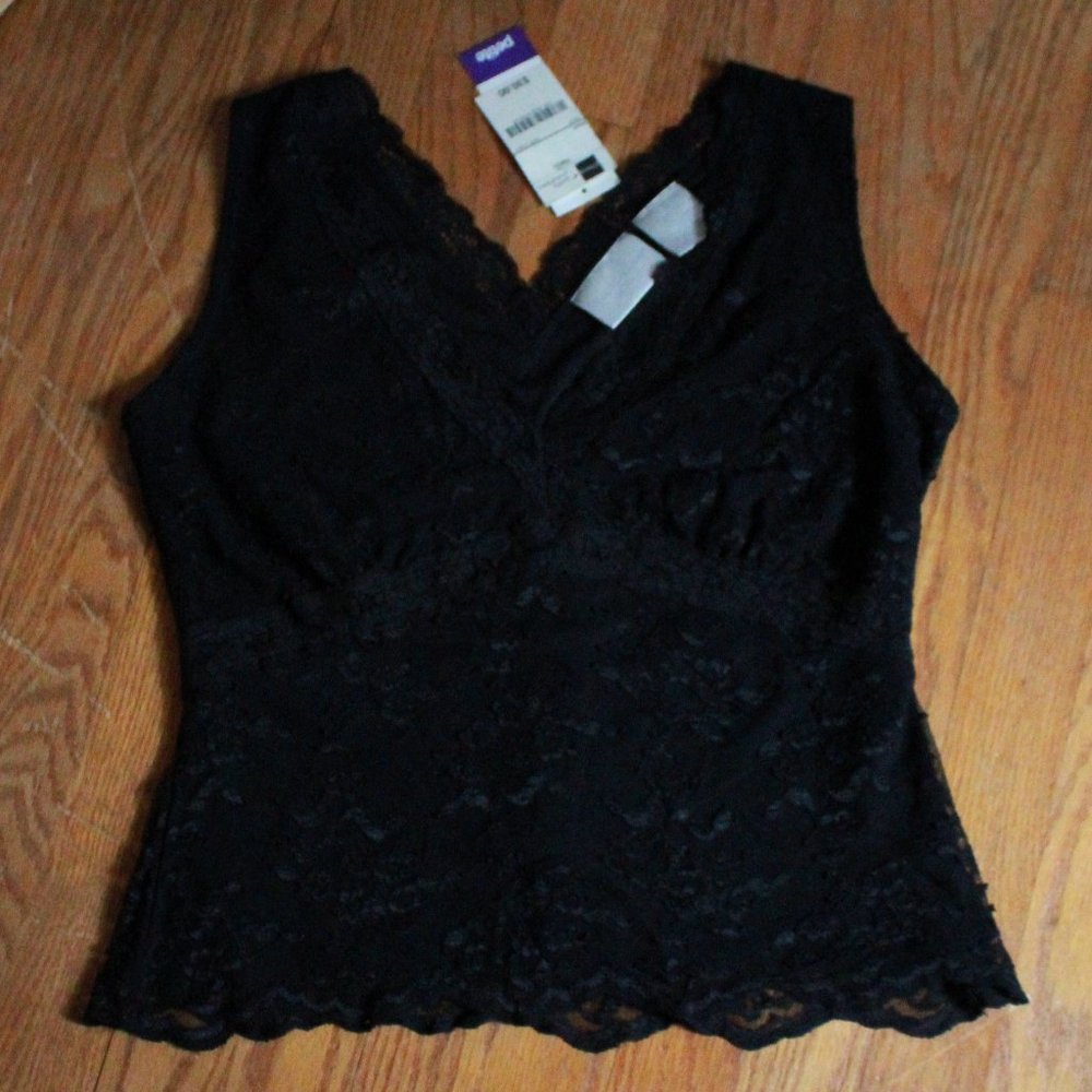 Worthington Black Lace V-Neck Sleeveless Tank